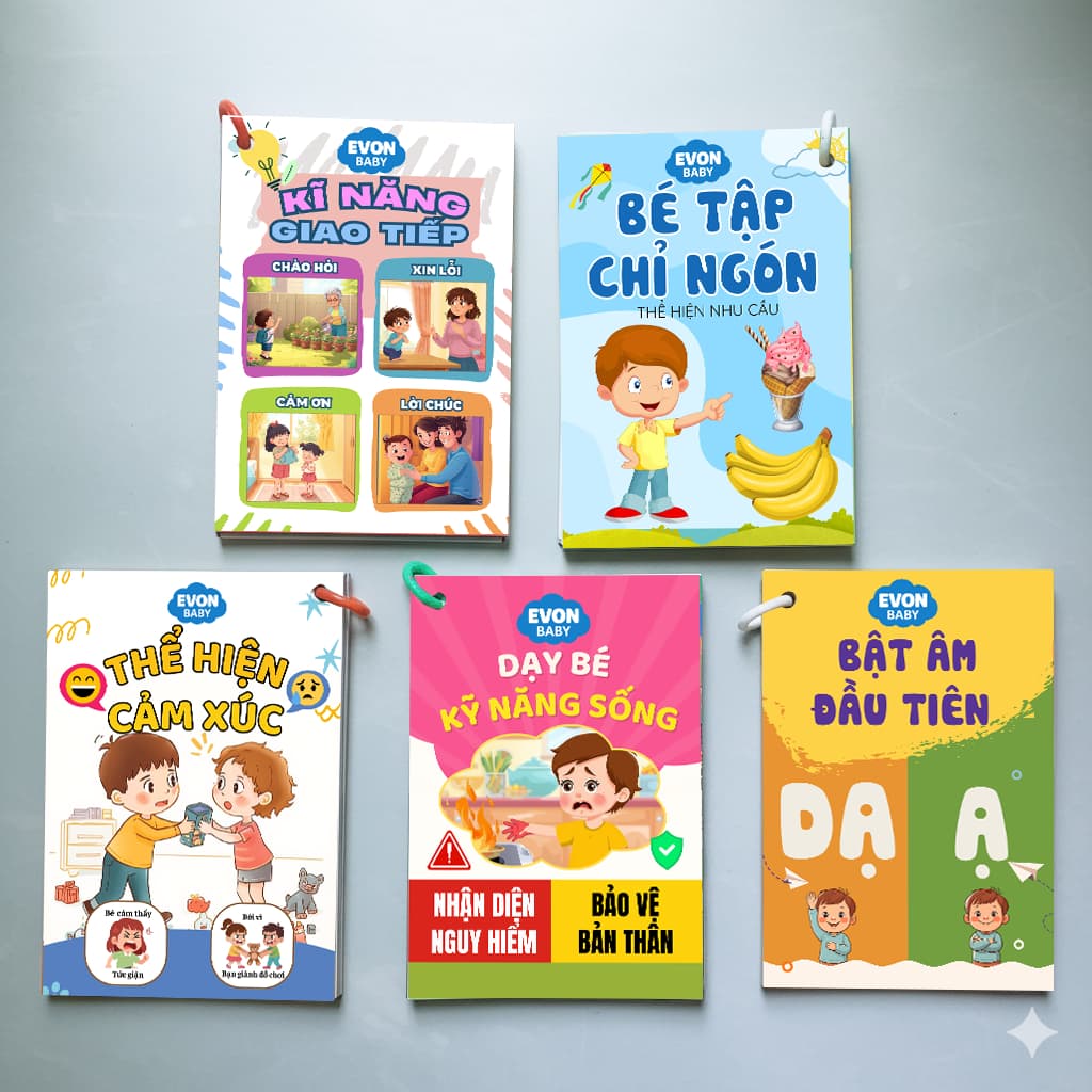 Thẻ Flash EVON BABY dạy bé tập nói - CHỦ ĐỀ PHẢN XẠ NÓI BẬT ÂM ĐẦU TIÊN