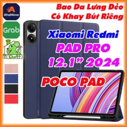 [Có Khay Bút-Ảnh Thật] Bao Da MTB Xia0mi REDMI PAD PRO 12.1/ POCO PAD 12.1" 2024 Lưng Dẻo PU Gấp 3 Khúc 1