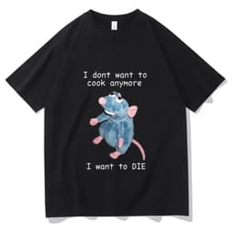 Áo Thun Hot Trend "Chú chuột đầu bếp: I don't want to cook anymore, " Unisex Form Rộng Cotton Mềm 1