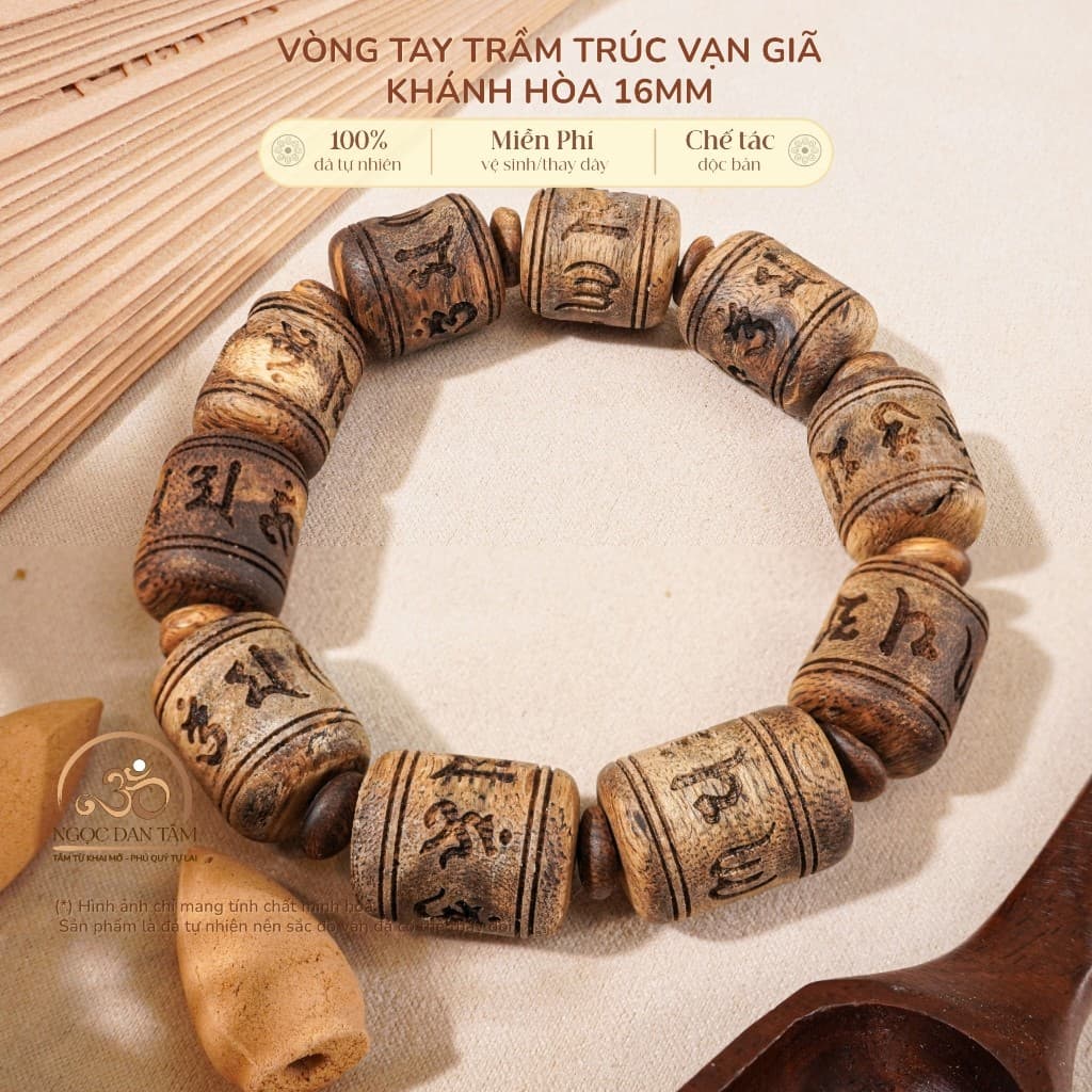 Ngọc Đan Tâm - Vòng Tay Trầm Trúc Vạn Giã Khánh Hòa 16mm - Đa Mệnh