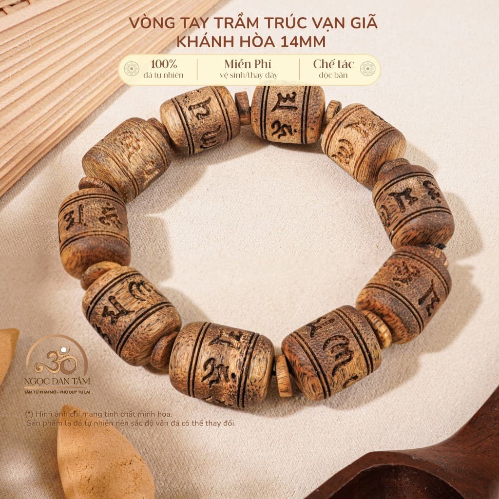 Ngọc Đan Tâm - Vòng Tay Trầm Trúc Vạn Giã Khánh Hòa 14mm - Đa Mệnh