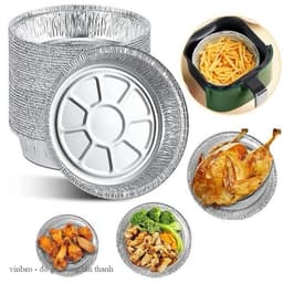 Khay Giấy Bạc Lót Nồi Chiên Không Dầu Đường Kính 22cm Khay Đựng Thực Phẩm Tiện Lợi 4