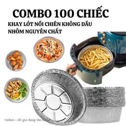 Khay Giấy Bạc Lót Nồi Chiên Không Dầu Đường Kính 22cm Khay Đựng Thực Phẩm Tiện Lợi 9