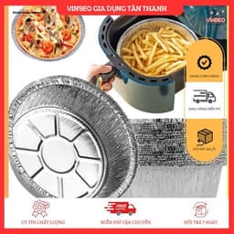 Khay Giấy Bạc Lót Nồi Chiên Không Dầu Đường Kính 22cm Khay Đựng Thực Phẩm Tiện Lợi 1