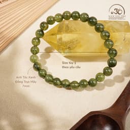 Ngọc Đan Tâm - Vòng Tay Thạch Anh Tóc Xanh Đồng Trục Mây 7mm - Mệnh Mộc & Mệnh Hoả 2