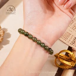 Ngọc Đan Tâm - Vòng Tay Thạch Anh Tóc Xanh Đồng Trục Mây 7mm - Mệnh Mộc & Mệnh Hoả 7