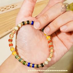 Ngọc Đan Tâm - Vòng Tay Đá Ngũ Sắc Viền Pha Lê - Đa Mệnh 9