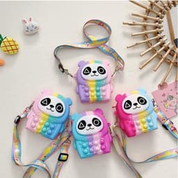 [Mới] Túi xách silicon đeo chéo hình gấu trúc cho bé thời trang đựng bao bì lì xì, mỹ phẩm 3