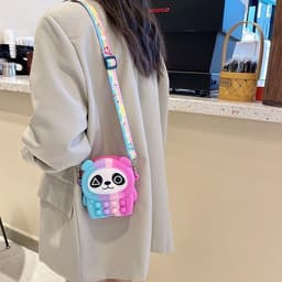 [Mới] Túi xách silicon đeo chéo hình gấu trúc cho bé thời trang đựng bao bì lì xì, mỹ phẩm 6