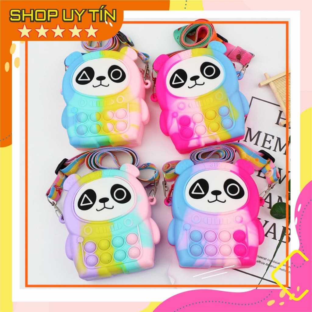 [Mới] Túi xách silicon đeo chéo hình gấu trúc cho bé thời trang đựng bao bì lì xì, mỹ phẩm