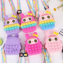 Túi xách silicon đeo chéo hình thỏ mắt sao bong bóng pop it thời trang đựng đựng bao bì lì xì 5