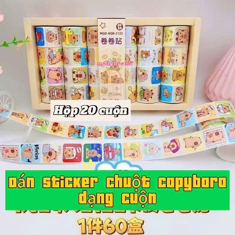 Hộp 20 Cuộn Dán Sticker Hình Chuột Capybara Dễ Thương