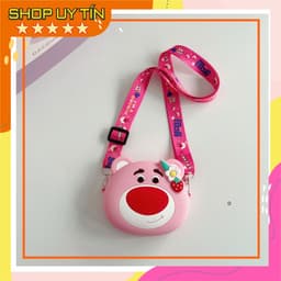 Túi xách đeo chéo silicon hình gấu dâu lotso, thời trang dễ thương bé gái đựng mỹ phẩm, túi tỏi 1