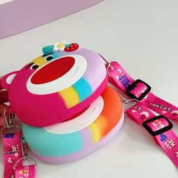 Túi xách đeo chéo silicon hình gấu dâu lotso, thời trang dễ thương bé gái đựng mỹ phẩm, túi tỏi 4