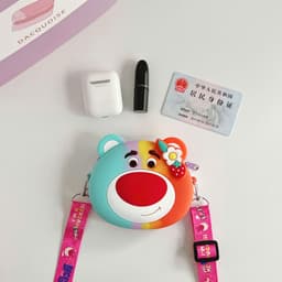 Túi xách đeo chéo silicon hình gấu dâu lotso, thời trang dễ thương bé gái đựng mỹ phẩm, túi tỏi 5