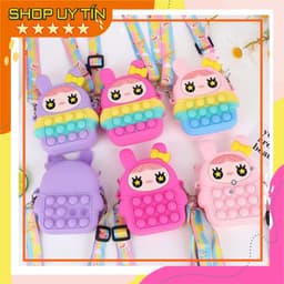 Túi xách silicon đeo chéo hình thỏ mắt sao bong bóng pop it thời trang đựng đựng bao bì lì xì 1