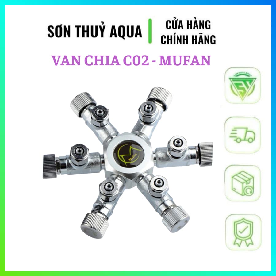 Van chia C02 Mufan 2/3/4/6 bể cá cảnh thủy sinh