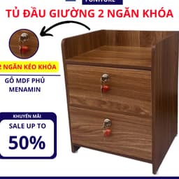 Tủ đa năng gỗ MDF phủ melamine, có khóa, màu gỗ sậm, hiện đại và sang trọng cho đầu giường. 8
