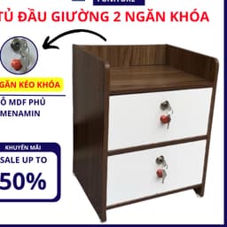 Tủ đa năng gỗ MDF phủ melamine, có khóa, màu gỗ sậm, hiện đại và sang trọng cho đầu giường. 9