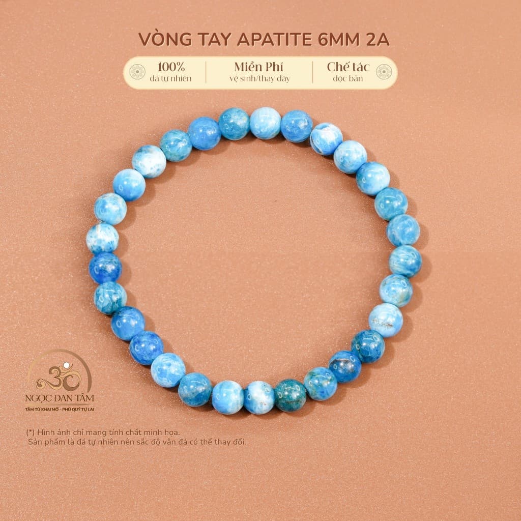 Ngọc Đan Tâm - Vòng Tay Đá Apatite 6mm 2A - Mệnh Thuỷ & Mệnh Mộc