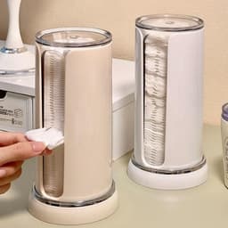 Hộp đựng bông tẩy trang hình trụ để bàn có thể xoay được 360 độ chống bụi tiện lợi hộp đựng bông tẩy trang 2