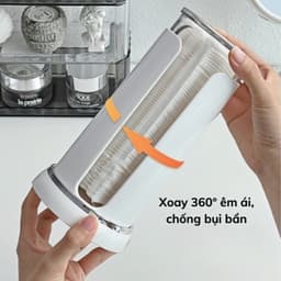 Hộp đựng bông tẩy trang hình trụ để bàn có thể xoay được 360 độ chống bụi tiện lợi hộp đựng bông tẩy trang 3