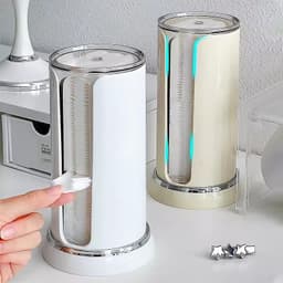 Hộp đựng bông tẩy trang hình trụ để bàn có thể xoay được 360 độ chống bụi tiện lợi hộp đựng bông tẩy trang 4