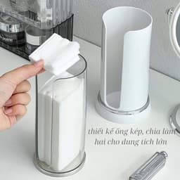Hộp đựng bông tẩy trang hình trụ để bàn có thể xoay được 360 độ chống bụi tiện lợi hộp đựng bông tẩy trang 5
