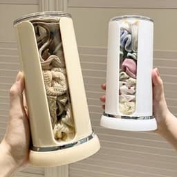 Hộp đựng bông tẩy trang hình trụ để bàn có thể xoay được 360 độ chống bụi tiện lợi hộp đựng bông tẩy trang 6