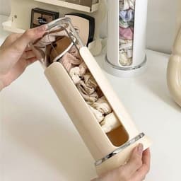Hộp đựng bông tẩy trang hình trụ để bàn có thể xoay được 360 độ chống bụi tiện lợi hộp đựng bông tẩy trang 7