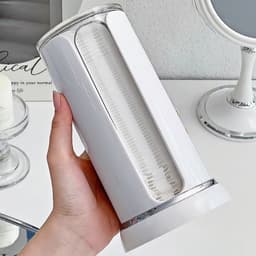 Hộp đựng bông tẩy trang hình trụ để bàn có thể xoay được 360 độ chống bụi tiện lợi hộp đựng bông tẩy trang 8