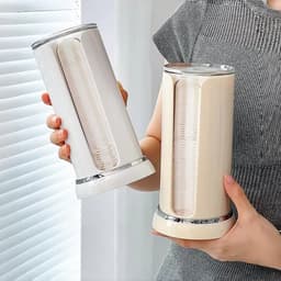 Hộp đựng bông tẩy trang hình trụ để bàn có thể xoay được 360 độ chống bụi tiện lợi hộp đựng bông tẩy trang 1
