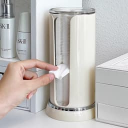 Hộp đựng bông tẩy trang hình trụ để bàn có thể xoay được 360 độ chống bụi tiện lợi hộp đựng bông tẩy trang 9