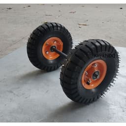 [KKTHN] Bộ Bánh Hơi 350-4 Đường Kính 25cm Kèm Trục Xe Đẩy Phi 18 1