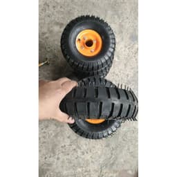 [KKTHN] Bộ Bánh Hơi 350-4 Đường Kính 25cm Kèm Trục Xe Đẩy Phi 18 6