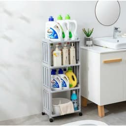 Kệ đựng đồ đa năng, đựng đồ phòng tắm phòng bếp có bánh xe di chuyển xoay 360 độ 4