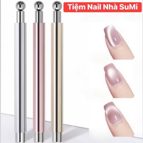 Thanh Nam Châm 2 Đầu Kim Loại Mix Bi, lực Hút Mạnh đẩy Mắt Mèo nails (giao màu ngẫu nhiên)