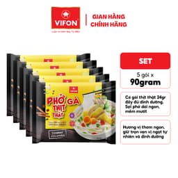 [VOUCHER HOT10%] Set 5 Gói Phở Thịt Thật Bò/Gà VIFON - Sợi Dai Ngon, Đầy Đủ Dinh Dưỡng, 90g/Gói 4