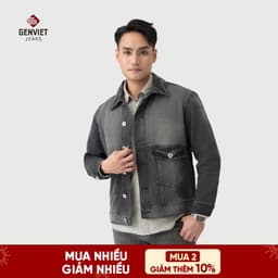 Áo khoác jean nam dáng suông GENVIET JEANS vải denim cao cấp trẻ trung thanh lịch 9093 1