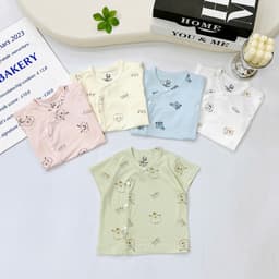Combo 3-5 Áo Sơ Sinh Cộc Tay Mazakids Khuy Bấm, Chất Vải Petit Mềm Mỏng Mát Cho Bé Sơ Sinh 7