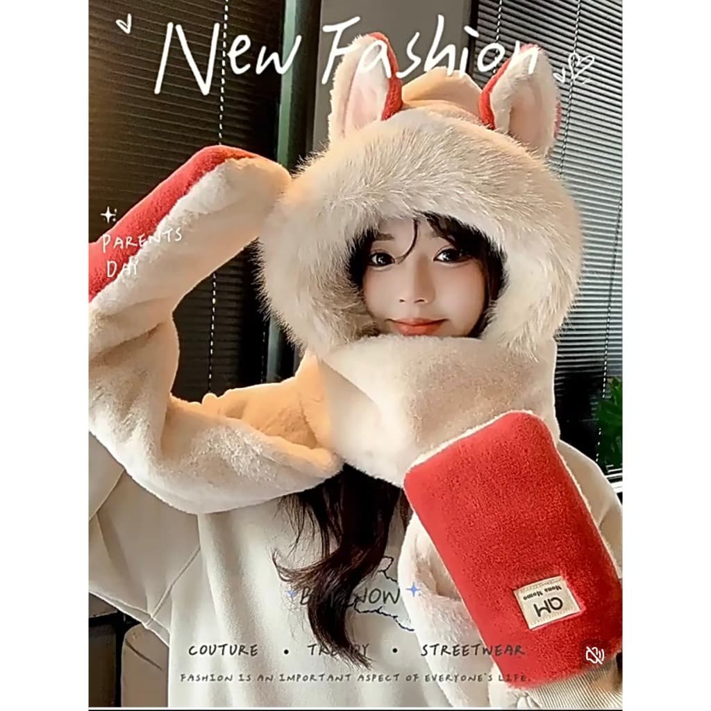 Mũ lông len gấu ấm áp kèm găng tay siêu ấm nữ tính Đồ xinh Vanlee ms6873 cho mọi lứa tuổi nữ xinh xắn trẻ trung điệu đà