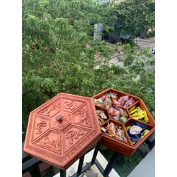 Khay đựng bánh kẹo Tết bằng gỗ, hộp đựng bánh kẹo Tết chất liệu gỗ hương cao cấp để bàn phòng khách, Đồ gỗ Mỹ nghệ DL 7