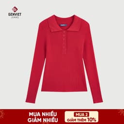 [ẨN] Áo Len Dài Tay Nữ Có Cổ GENVIET JEANS Dáng Ôm Vừa Màu Basic 9066 1