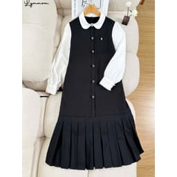 Lymmom - Đầm Bầu Sang Chảnh Dáng Dài Tay Bồng, Đầm Bầu Đi Tiệc Cổ Phối Tiểu Thư Trang Trọng VB200 8