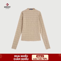 [ẨN] Áo Thun Dài Tay Nữ GENVIET JEANS Cao Cổ Chất Liệu Ren Mềm Mại 9078 2