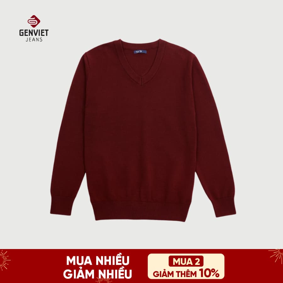 [ẨN] Áo Len Nam Dài Tay GENVIET JEANS Cổ Tim Dáng Ôm Vừa Thiết Kế Basic Màu Trơn Dễ Phối Đồ 8789