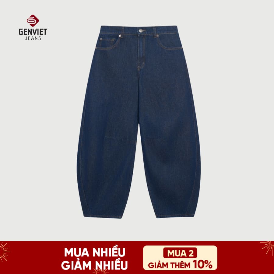 Quần Baggy Nữ GENVIET JEANS Chất Cotton USA Dáng Col Thụng Thời Trang Basic 8893