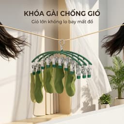 Móc Treo Quần Áo Đồ Lót Tất Vớ Đa Năng JYoohome Móc Kẹp Ghim Chống Trượt Phơi Đồ Tiện Lợi Gọn Gàng 5