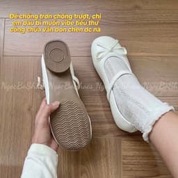 [ NgocBoShop ] Giày Nữ Đế Cao Mũi Tròn 3p Da Mềm Buộc Nơ Điểm Nhấn Gót 3-5cm - Shoes 7