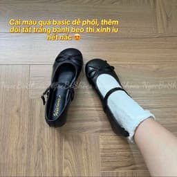 [ NgocBoShop ] Giày Nữ Đế Cao Mũi Tròn 3p Da Mềm Buộc Nơ Điểm Nhấn Gót 3-5cm - Shoes 5